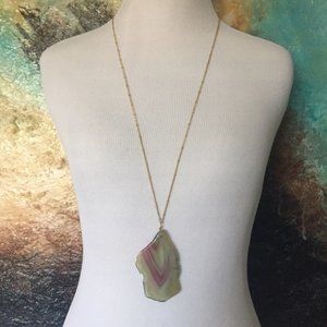 Agate slice pendant necklace purple green